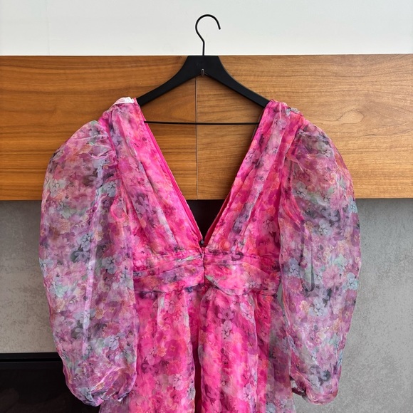 Missguided Puff Sleeve Mini Floral Dress, Size 8 - Picture 9 of 14